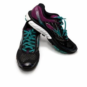 Brooks Ghost 9 Running Shoes Women’s 9 B Black Teal Purple Athletic Trainer Shoe
